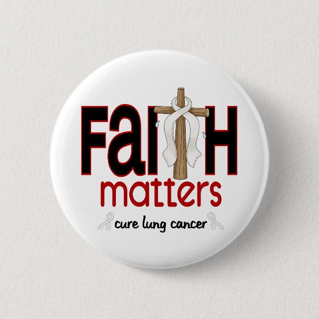 Lung Cancer Faith Matters Cross 1 6 Cm Round Badge (Front)