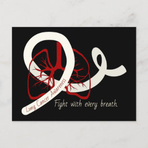 Lung Cancer Fight, lungs and ribbon Postcard