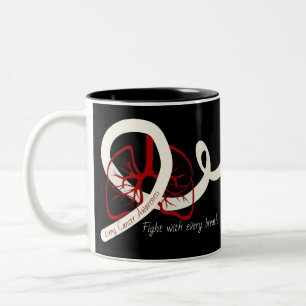 Lung Cancer Fight, lungs and ribbon Two-Tone Coffee Mug