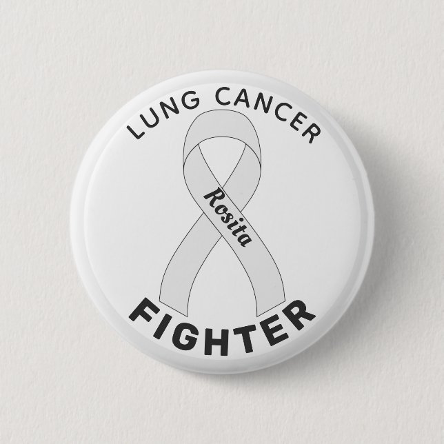 Lung Cancer Fighter Ribbon White Button (Front)