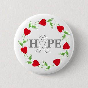 Lung Cancer Hearts of Hope 6 Cm Round Badge