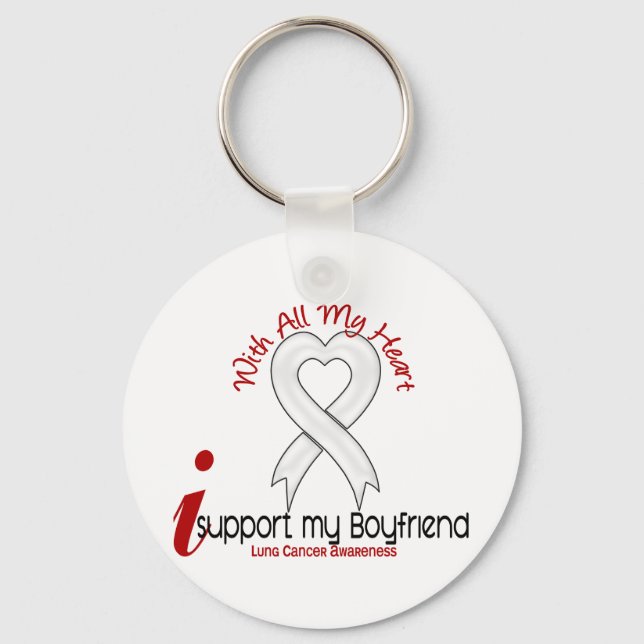 Lung Cancer I Support My Boyfriend Key Ring (Front)