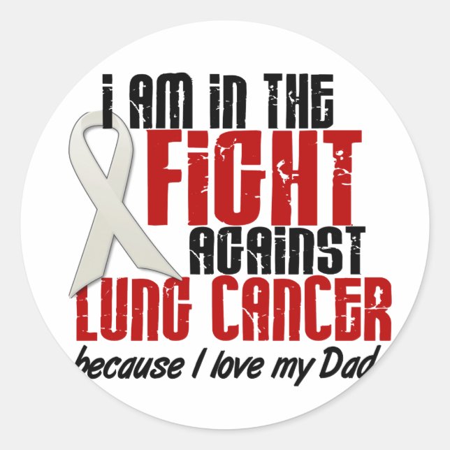 Lung Cancer IN THE FIGHT 1 Dad Classic Round Sticker (Front)