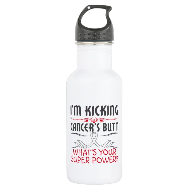 Lung Cancer Kicking Cancer Butt Super Power 532 Ml Water Bottle (Front)