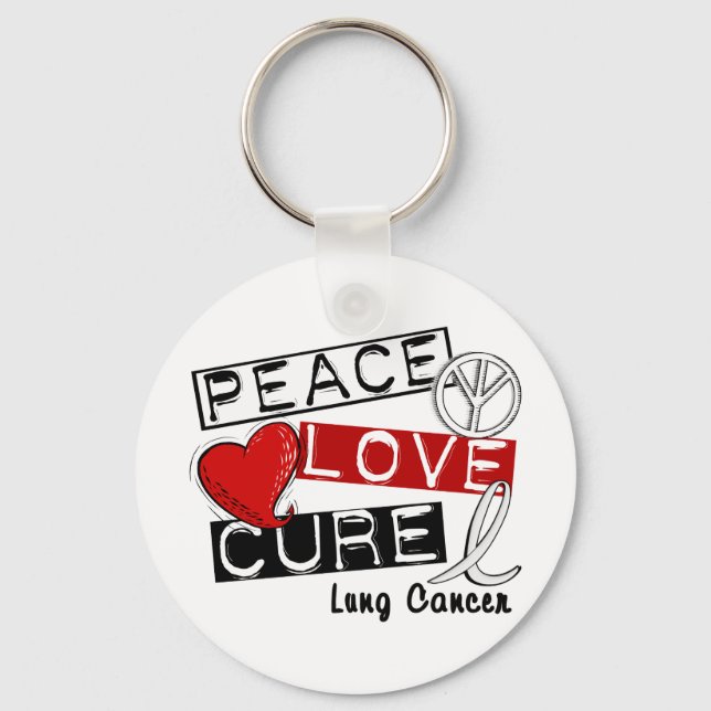 Lung Cancer PEACE LOVE CURE 1 Key Ring (Front)