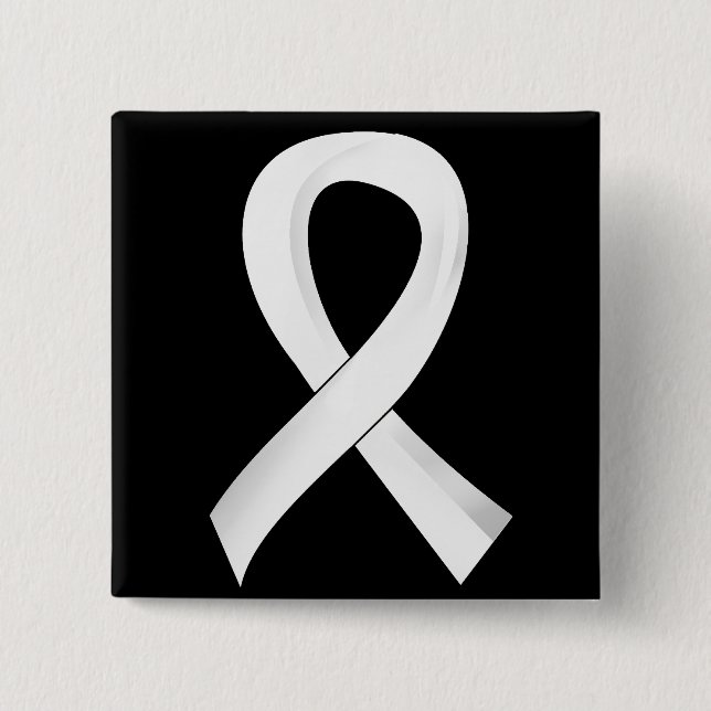 Lung Cancer Pearl Ribbon 3 15 Cm Square Badge (Front)