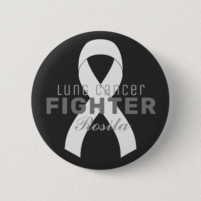 Lung Cancer Ribbon Black Button (Front)