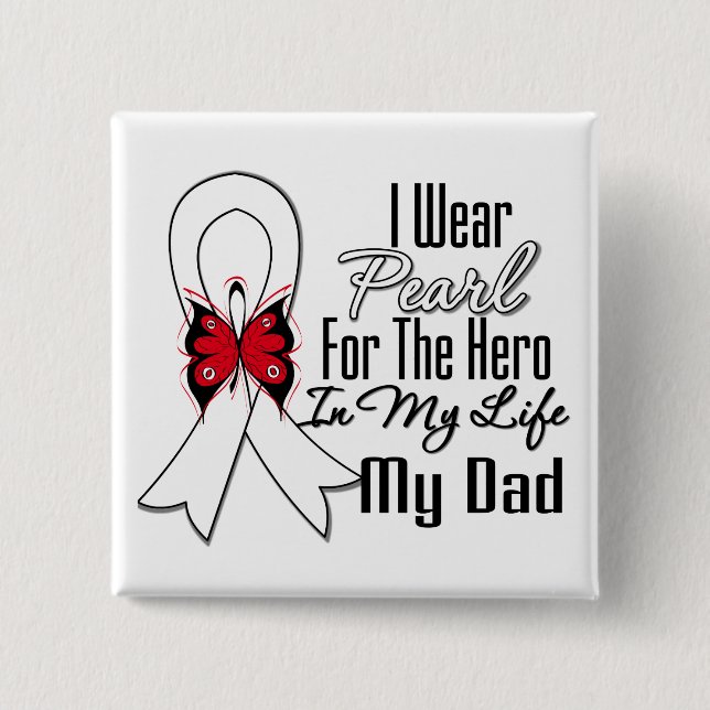 Lung Cancer Ribbon Hero My Dad 15 Cm Square Badge (Front)