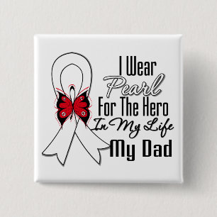 Lung Cancer Ribbon Hero My Dad 15 Cm Square Badge