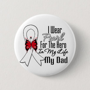 Lung Cancer Ribbon Hero My Dad 6 Cm Round Badge