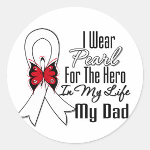 Lung Cancer Ribbon Hero My Dad Classic Round Sticker