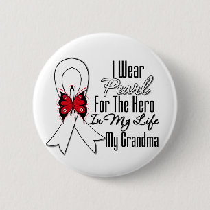 Lung Cancer Ribbon Hero My Grandma 6 Cm Round Badge