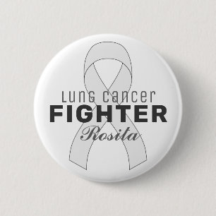Lung Cancer Ribbon White Button