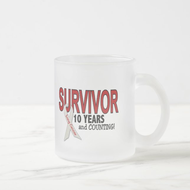 Lung Cancer Survivor 10 Years Frosted Glass Coffee Mug (Right)