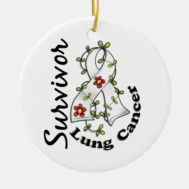 Lung Cancer Survivor 15 Ceramic Tree Decoration (Front)