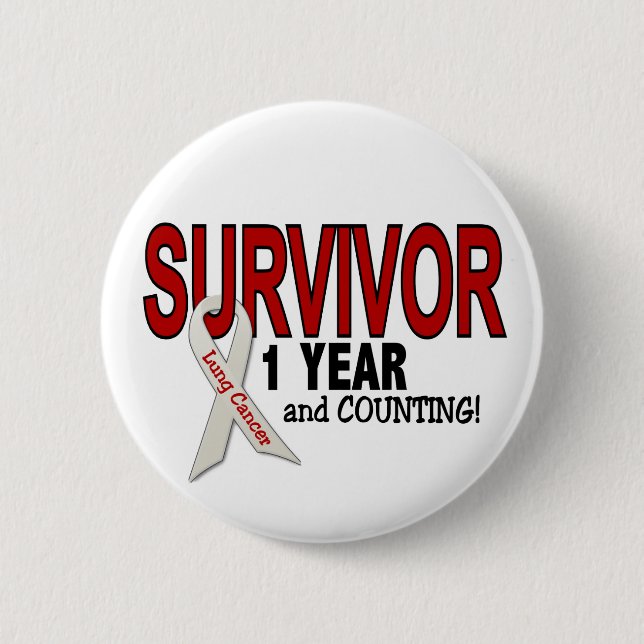 Lung Cancer Survivor 1 Year 6 Cm Round Badge (Front)