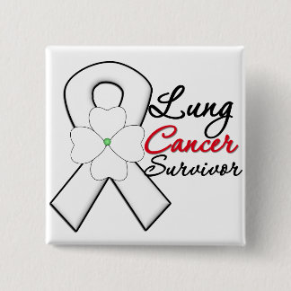 Lung Cancer Survivor Flower Ribbon 15 Cm Square Badge