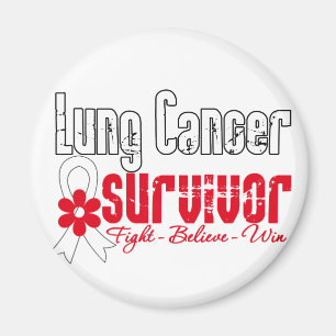 Lung Cancer Survivor Flower Ribbon Magnet
