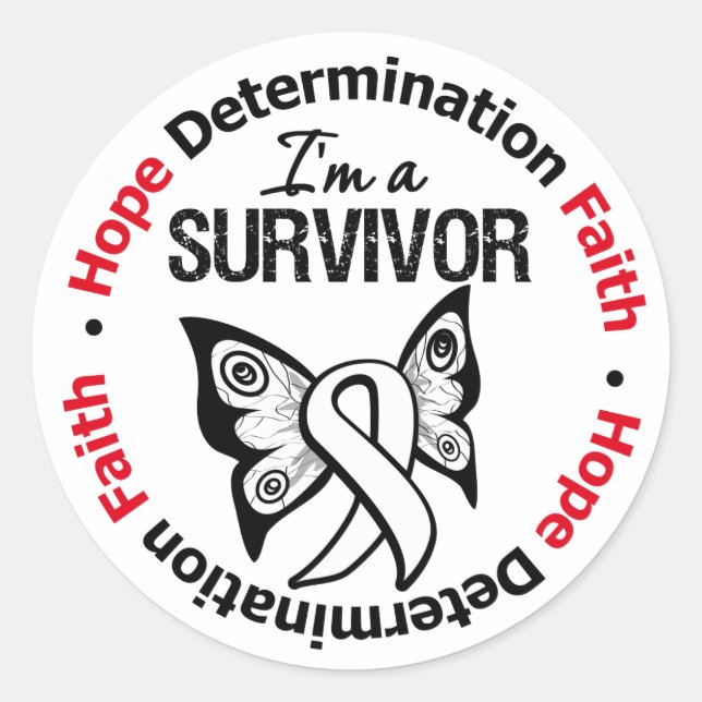 Lung Cancer Survivor Hope Determination Faith Classic Round Sticker (Front)