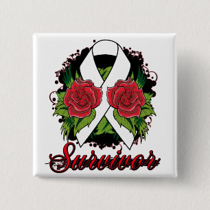 Lung Cancer Survivor Rose Tattoo 15 Cm Square Badge