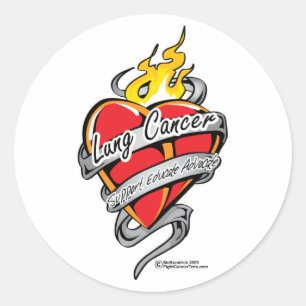 Lung Cancer Tattoo Heart Classic Round Sticker
