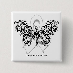 Lung Cancer Tribal Butterfly Ribbon 15 Cm Square Badge