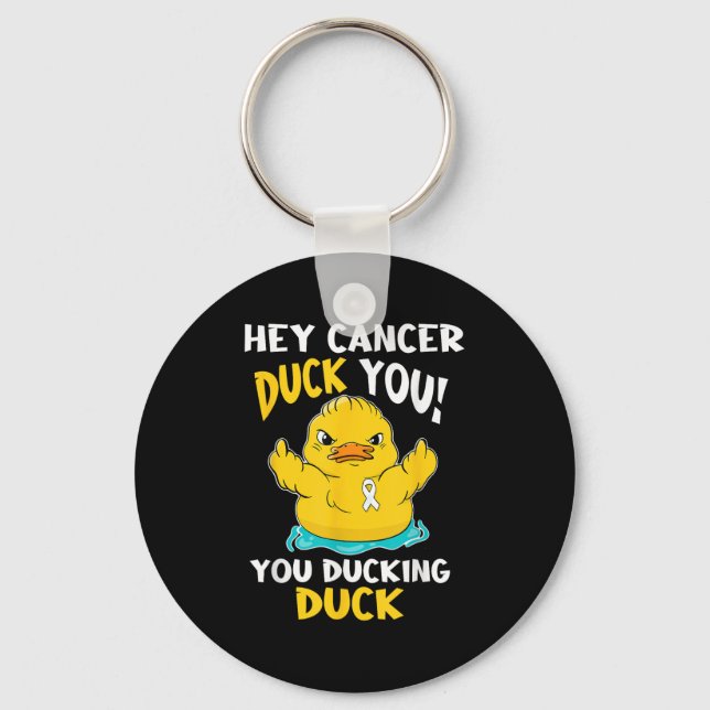 Lung Cancer Warrior Duck Design Together  Key Ring (Front)