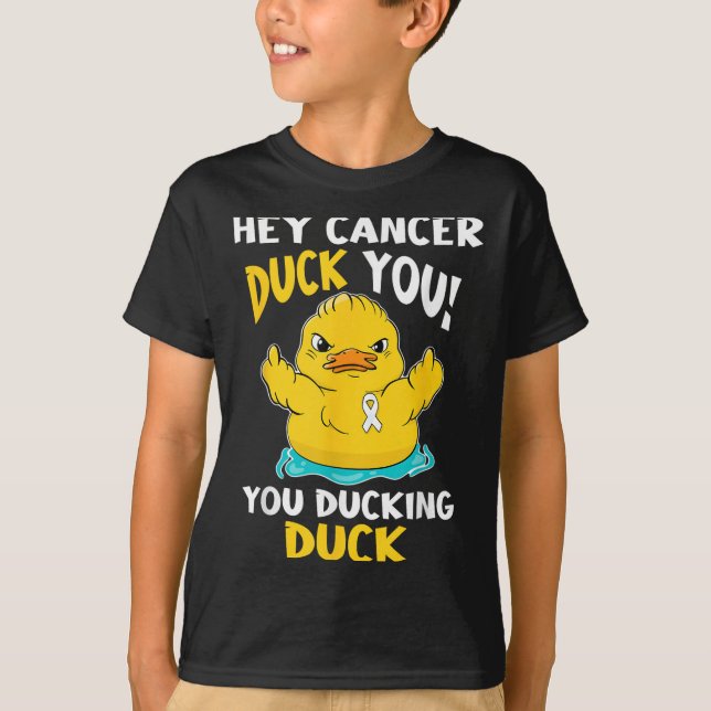 Lung Cancer Warrior Duck Design Together  T-Shirt (Front)