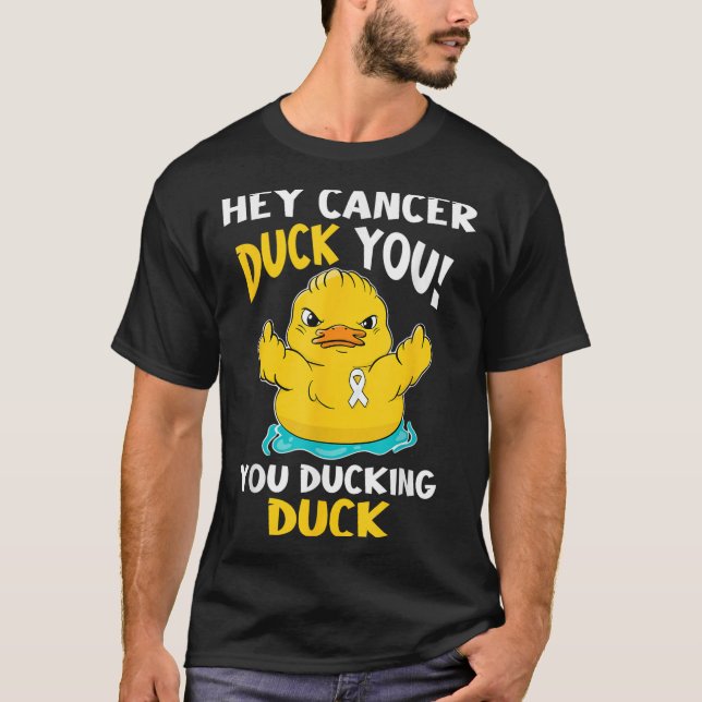 Lung Cancer Warrior Duck Design Together  T-Shirt (Front)