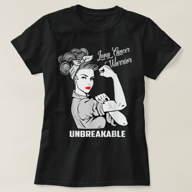 Lung Cancer Warrior Unbreakable T Shirt Awareness  (Design Front)