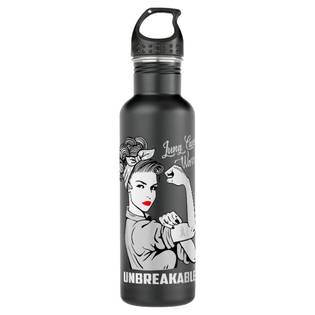 Lung Cancer Warrior Unbreakable T Shirt Awareness  710 Ml Water Bottle (Front)