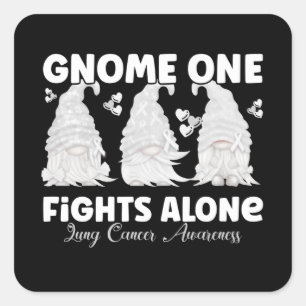 Lung Cancer White Ribbon Gnome Square Sticker