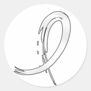 Lung Cancer's Pearl Ribbon A4 Classic Round Sticker