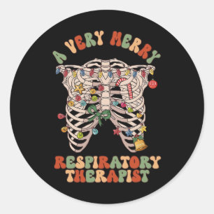 Lung Christmas A Very Merry Respiratory Therapist Classic Round Sticker
