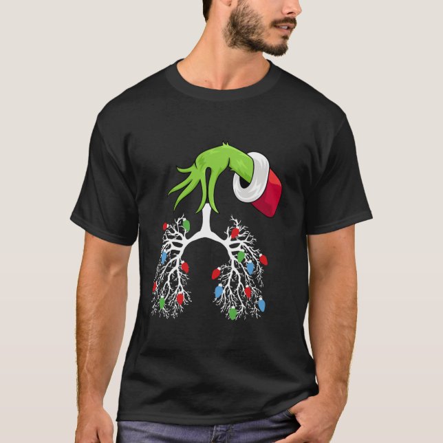 Lung Christmas Lights Respiratory Therapist RT Nur T-Shirt (Front)