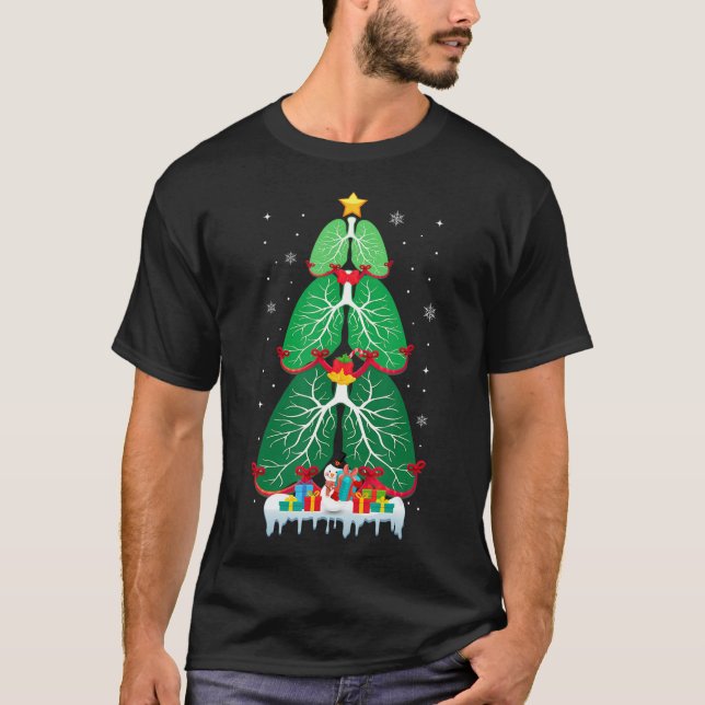 Lung Christmas Tree Respiratory Therapy Xmas Thera T-Shirt (Front)