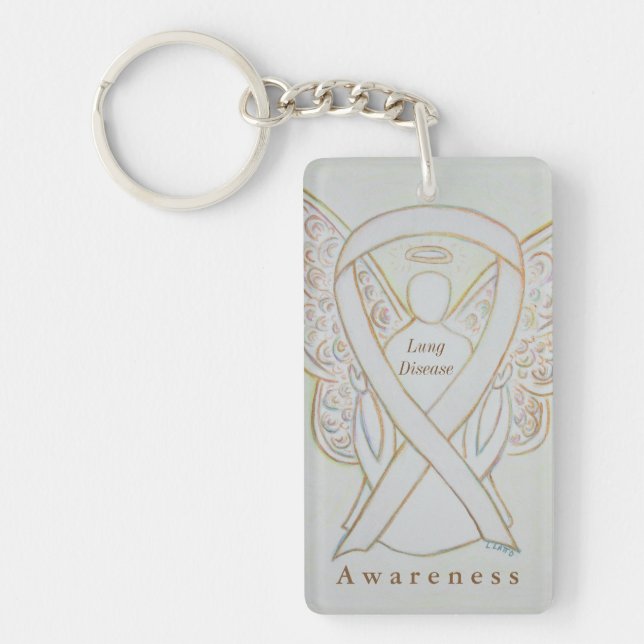Lung Disease Angel Awareness Ribbon Keychain (Front)
