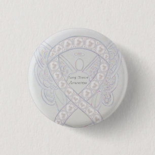 Lung Disease Awareness Angel Pearl Ribbon Art Pin