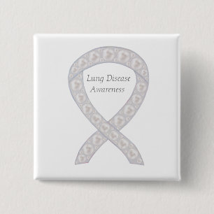 Lung Disease Awareness Pearl Ribbon Art Pin