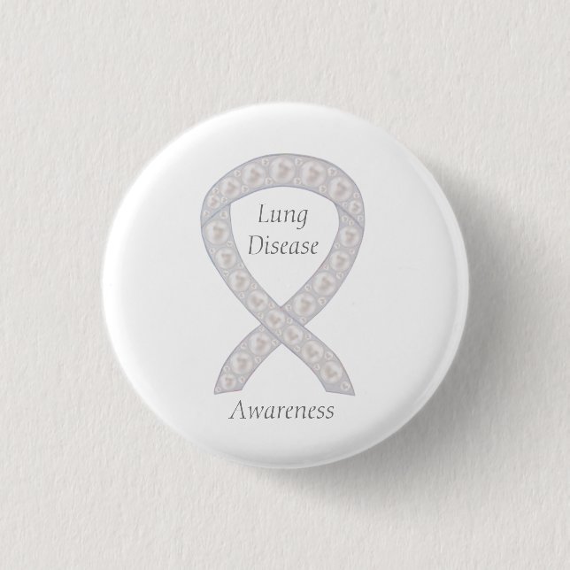 Lung Disease Awareness Pearl Ribbon Art Pin (Front)