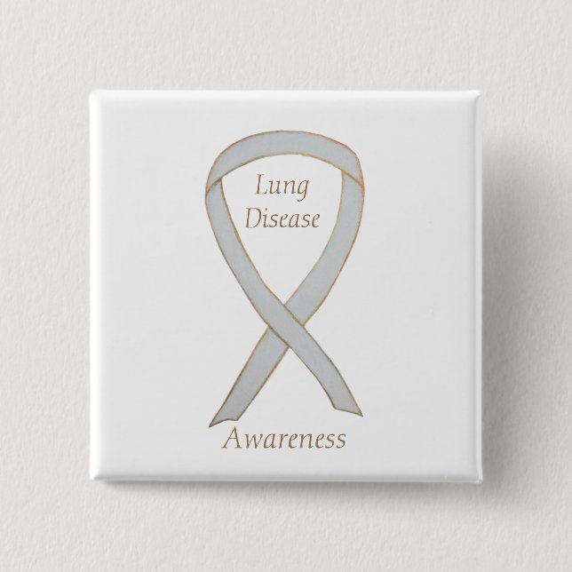 Lung Disease Awareness White Ribbon Art Pin (Front)