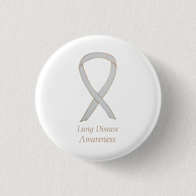 Lung Disease Awareness White Ribbon Art Pin (Front)