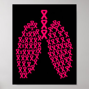 Lung Pink Ribbon Heart Fight Cancer Breast Cancer  Poster