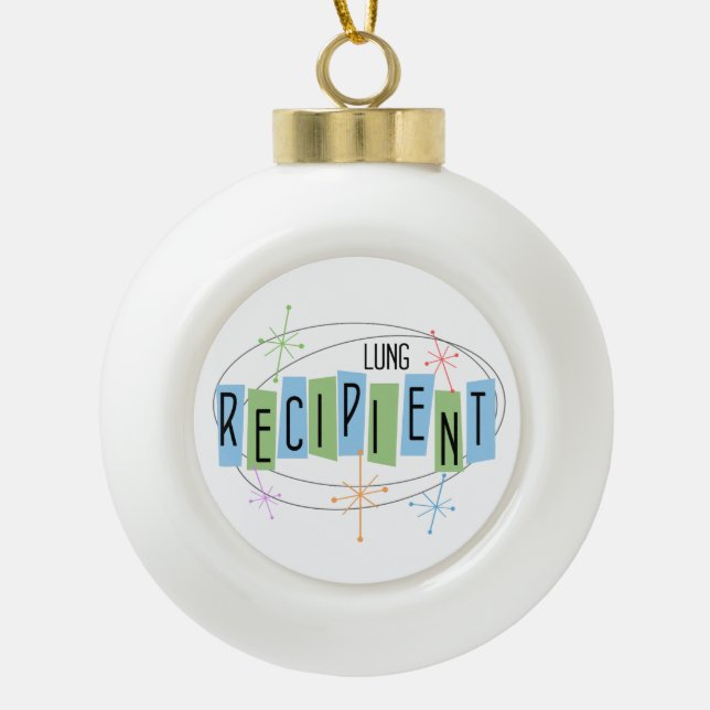 Lung Recipient Retro Style Ceramic Ball Christmas Ornament (Front)