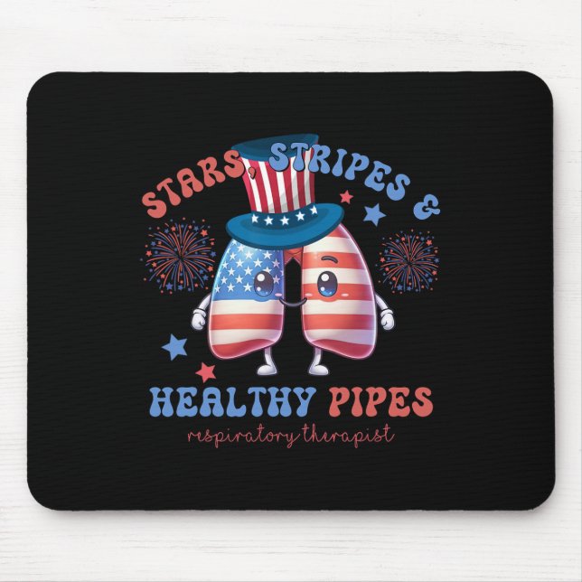 Lung Squad Respiratory Therapist Patriotic 4th Of  Mouse Mat (Front)