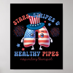 Lung Squad Respiratory Therapist Patriotic 4th Of Poster