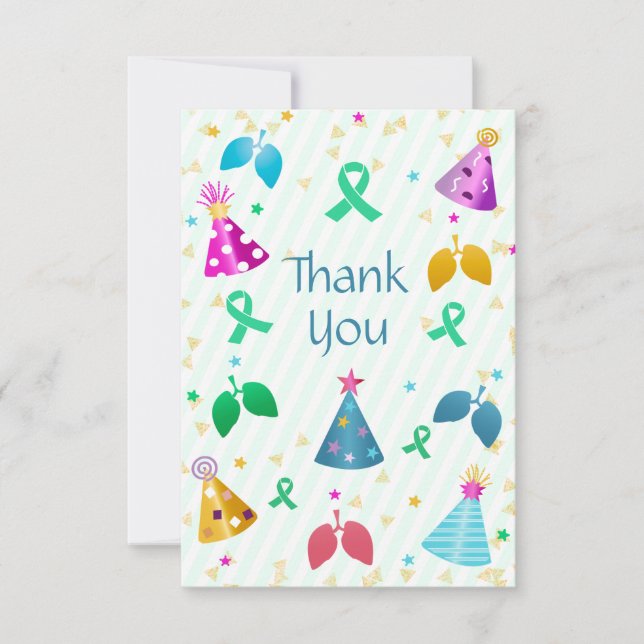 Lung Transplant Green Stripe Thank You Card (Front)