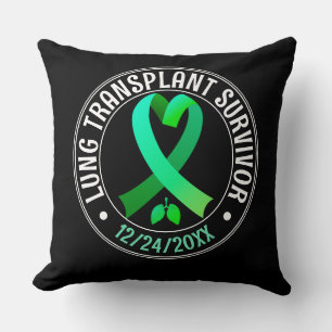 Lung Transplant Survivor Green Ribbon Custom Cushion