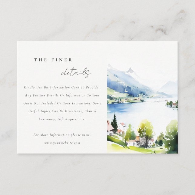 Lungern Switzerland Landscape Wedding Details Enclosure Card (Front)