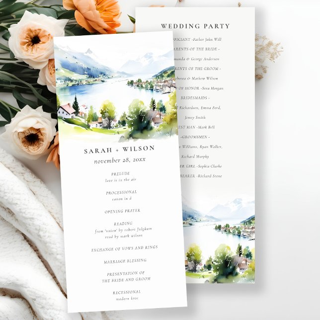 Lungern Switzerland Landscape Wedding Program Invitation (Creator Uploaded)